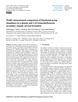 Model–Measurement Comparison of Functional Group Abundance in Α-Pinene and 1,3,5-Trimethylbenzene Secondary Organic Aerosol Formation