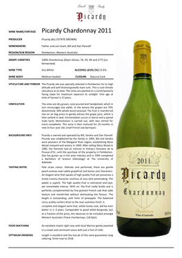 Picardy Chardonnay 2011