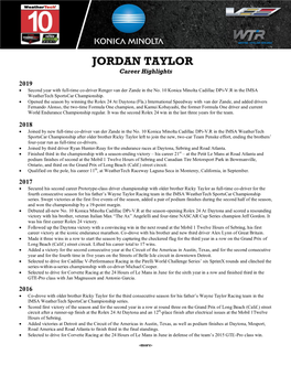 JORDAN TAYLOR Career Highlights