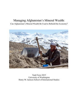 Managing Afghanistan's Mineral Wealth