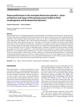 Flower Preformation in the Nival Plant Ranunculus Glacialis L.: Shoot Architecture and Impact of the Growing Season Length on Fl