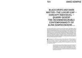 Black Drips and Dark Matter—The Luxury Gap — Concept Individuel — Quarry Desert the Incommensurable Contemporaneity of Alina Szapocznikow (For B.)