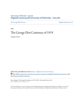The George Eliot Centenary of 1919 Margaret Harris