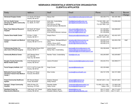 Nebraska Credentials Verification Organization Clients & Affiliates