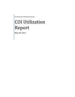 COI Utilization Report May 04, 2011