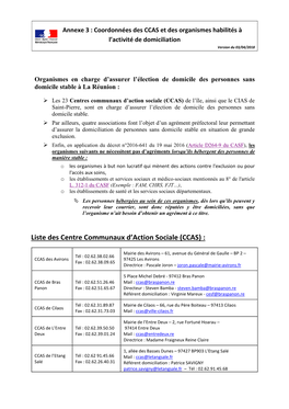 Liste Des Centre Communaux D'action Sociale (CCAS)