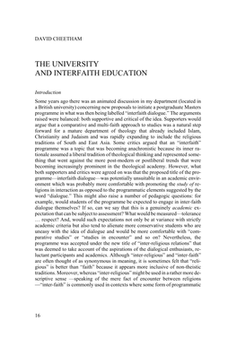 The University and Interfaith Education