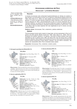 ANNONACEAE ENDÉMICAS DEL PERÚ Versión Online ISSN 1727-9933 © Facultad De Ciencias Biológicas UNMSM
