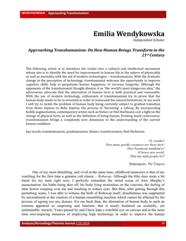 Emilia Wendykowska Independent Scholar