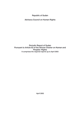 Republic of Sudan Advisory Council on Human Rights Periodic Report