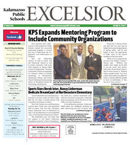 KPS Expands Mentoring Program to Include Community Organizations IMPORTANT DATES Four Churches Have Volun- Pastor Jesse T