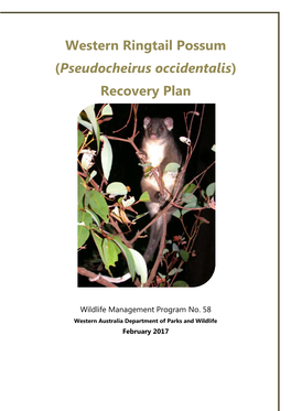 Western Ringtail Possum (Pseudocheirus Occidentalis) Recovery Plan