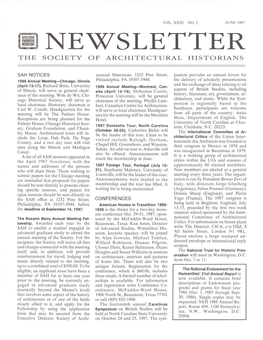 Newsletter the Society of Architectural Historians