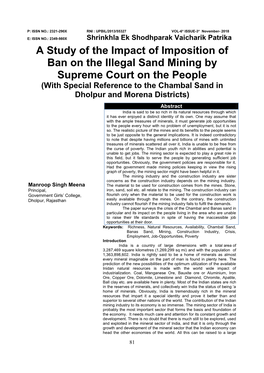 A Study of the Impact of Imposition of Ban on The