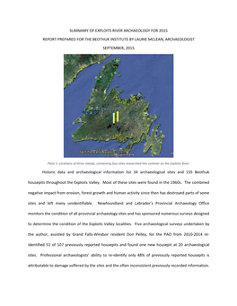 Summary of Exploits River Archaeology for 2015