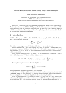 Clifford-Weil Groups for Finite Group Rings, Some Examples. 1 Introduction