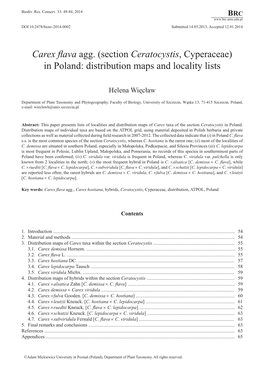 (Section Ceratocystis, Cyperaceae) in Poland: Distribution Maps and Locality Lists