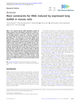 Constraints for Rnai Induced by Expressed Long Dsrna in Mouse Cells