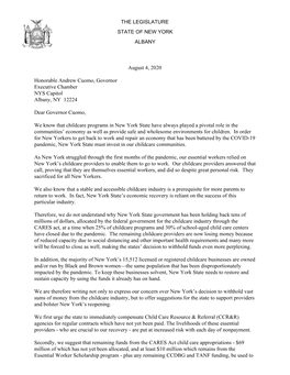 Letter to Governor Cuomo on Child Care Proposals