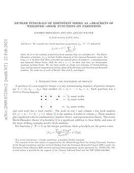 Arxiv:2009.07236V2 [Math.NT]