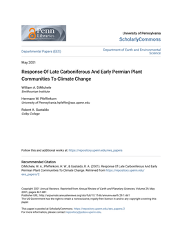 Response of Late Carboniferous and Early Permian Plant Communities to Climate Change