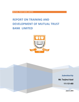 Internship Report on Training and Development on Mutual Trust Bank