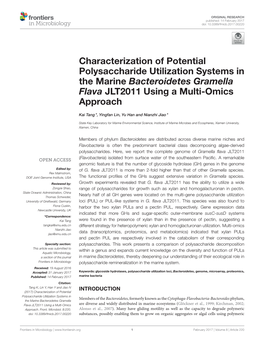 Characterization of Potential Polysaccharide Utilization Systems in the Marine Bacteroidetes Gramella Flava JLT2011 Using a Multi-Omics Approach