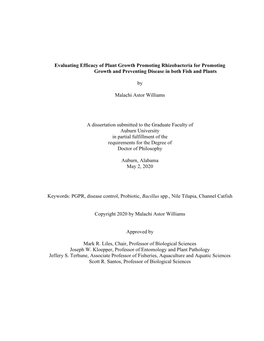 Evaluating Efficacy of Plant Growth Promoting Rhizobacteria for Promoting Growth and Preventing Disease in Both Fish and Plants