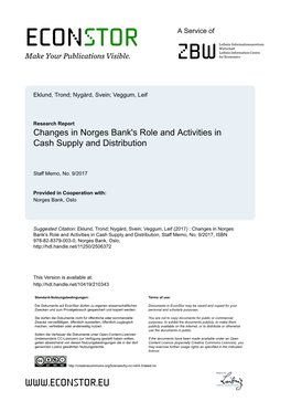 Changes in Norges Bank's Role and Activities in Cash Supply and Distribution