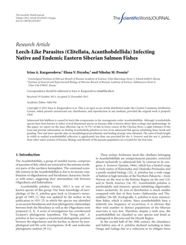 Leech-Like Parasites (Clitellata, Acanthobdellida) Infecting Native and Endemic Eastern Siberian Salmon Fishes