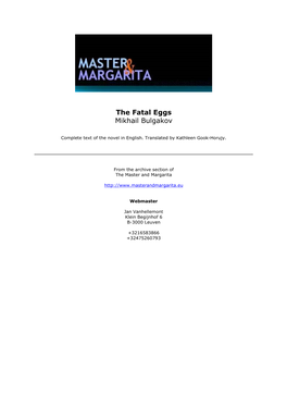 The Fatal Eggs Mikhail Bulgakov