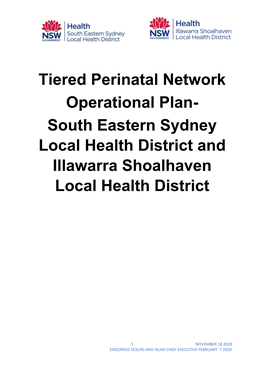 Tiered Perinatal Network Operational Plan- South Eastern Sydney Local Health District and Illawarra Shoalhaven Local Health District
