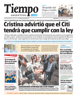 Cristina Advirtió Que El Citi Tendrá Que Cumplir Con La