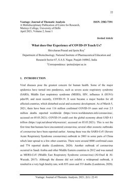 What Does Our Experience of COVID-19 Teach