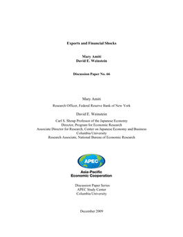 Exports and Financial Shocks Mary Amiti David E. Weinstein