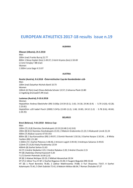 EUROPEAN ATHLETICS 2017-18 Results Issue N.19