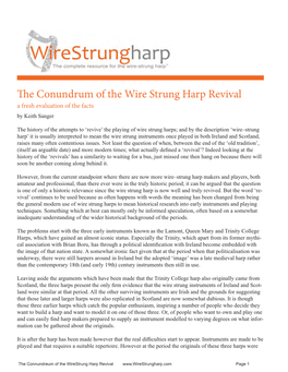 The Conundrum of the Wire Strung Harp Revival