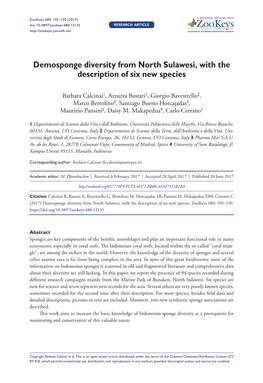 Demosponge Diversity from North Sulawesi, with the Description of Six New Species