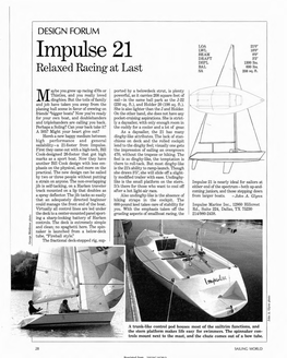 Impulse 21 BEAM DRAFT 3,5', DSF'l 1300 Lbs