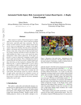 Automated Tackle Injury Risk Assessment in Contact-Based Sports - a Rugby Union Example