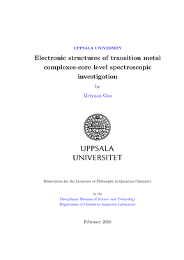 Electronic Structures of Transition Metal Complexes-Core Level Spectroscopic Investigation by Meiyuan Guo