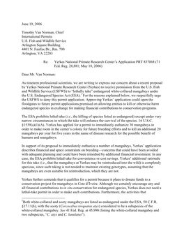 June 19, 2006 Timothy Van Norman, Chief International Permits U.S. Fish and Wildlife Service Arlington Square Building 4401 N