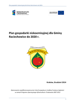 Plan Gospodarki Niskoemisyjnej Dla Gminy Raciechowice Do 2020 R