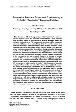 “Egalitarian” Foraging Societies