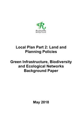 Green Infrastructure, Biodiversity and Ecological Networks Background Paper