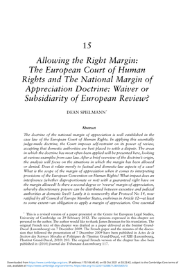 The European Court of Human Rights and the National Margin of Appreciation Doctrine: Waiver Or Subsidiarity of European Review?