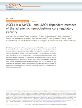 ASCL1 Is a MYCN- and LMO1-Dependent Member of the Adrenergic Neuroblastoma Core Regulatory Circuitry