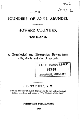 Founders of Anne Arundel Howard Counties