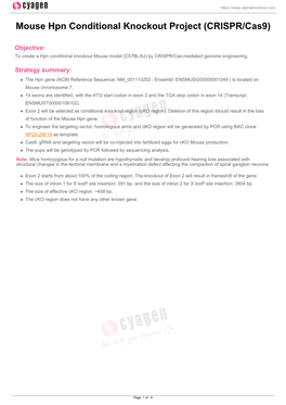 Mouse Hpn Conditional Knockout Project (CRISPR/Cas9)