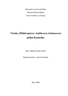 Všenky (Phthiraptera: Amblycera, Ischnocera) Ptáků Kostariky